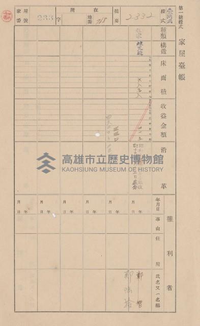 鳳山郡大樹庄溪埔家屋臺帳（二冊之內第二號）藏品圖，第28張