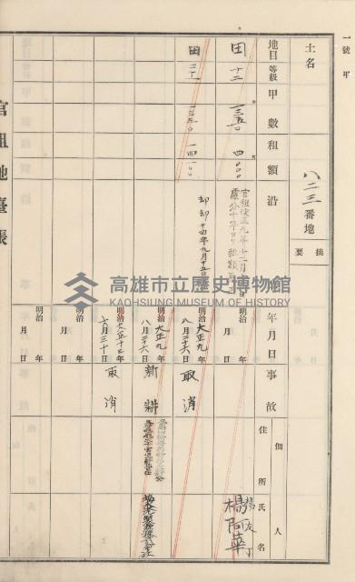 杉林庄官租地臺帳（二冊之內第二號）藏品圖，第328張