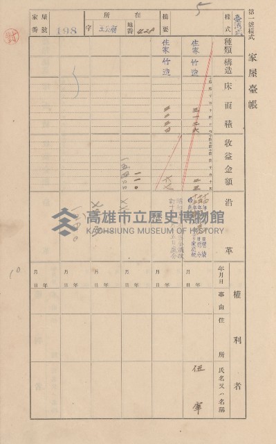 鳳山郡林園庄王公廟家屋臺帳（三冊之內第一號）藏品圖，第208張