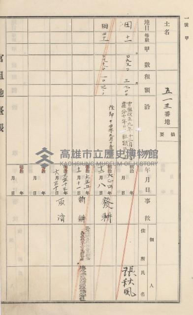 杉林庄官租地臺帳（二冊之內第二號）藏品圖，第208張