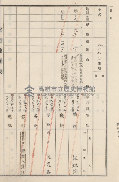 旗山街官租地臺帳（二冊之內第二號）藏品圖，第208張