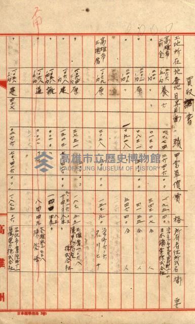 高雄川第四號運河開鑿工事用地買收徵印狀況調藏品圖，第108張