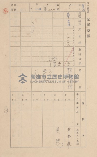 鳳山郡林園庄王公廟家屋臺帳（三冊之內第一號）藏品圖，第108張