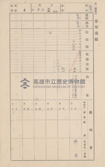 鳳山郡大寮庄赤崁家屋臺帳（四冊之內第一號）藏品圖，第8張