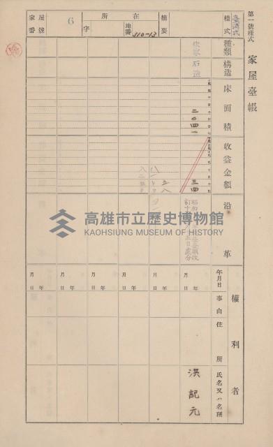 鳳山郡小港庄鳳鼻頭家屋臺帳（二冊之內第一號）藏品圖，第8張