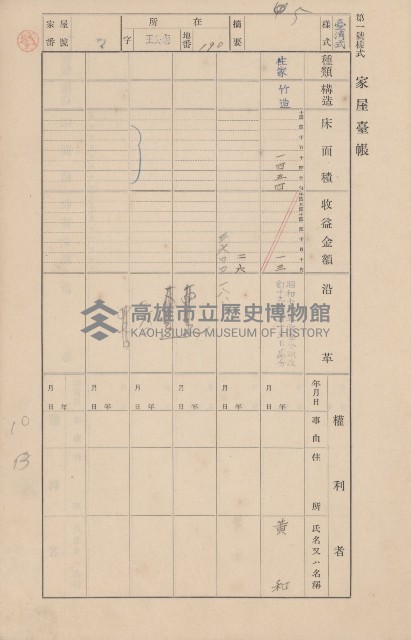 鳳山郡林園庄王公廟家屋臺帳（三冊之內第一號）藏品圖，第8張