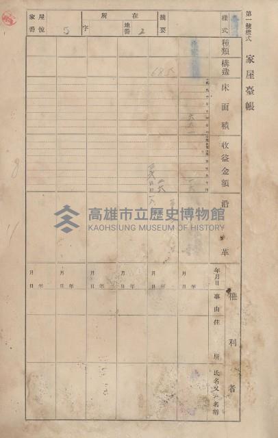 鳳山郡鳥松庄田草埔家屋臺帳
（二冊之內第一號）藏品圖，第8張