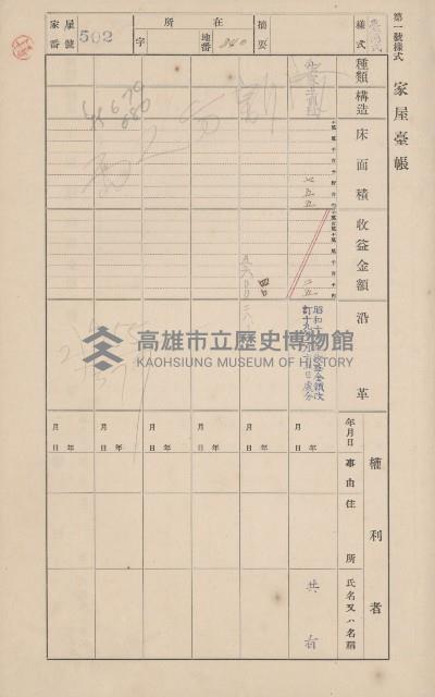 鳳山郡仁武庄翠屏村二之二家屋臺帳
（四冊之內第四號）藏品圖，第8張