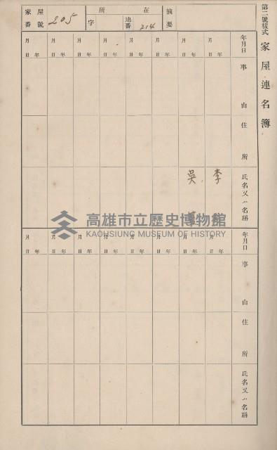鳳山郡鳥松庄田草埔家屋臺帳
（二冊之內第二號）藏品圖，第8張