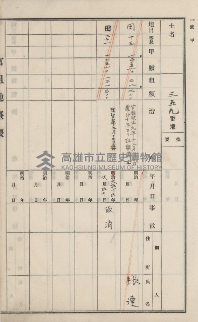 旗山街官租地臺帳（二冊之內第一號）藏品圖，第218張