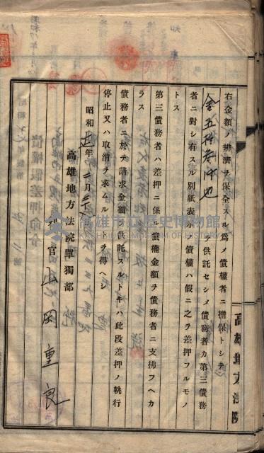 高雄工業用水道用地建物移轉承諾書
（買收關係－卅八之十五）藏品圖，第118張