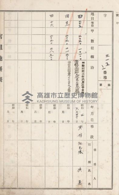 小港庄官租地臺帳藏品圖，第18張