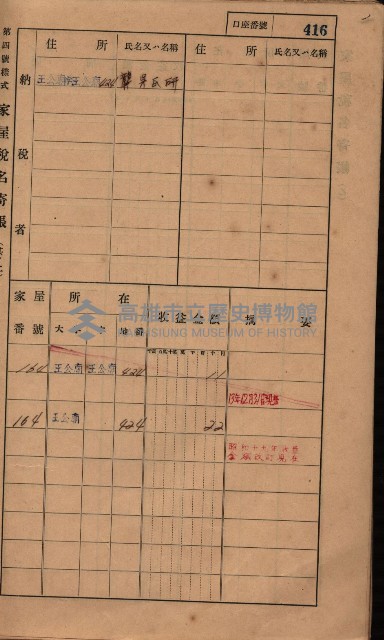 高雄州鳳山郡林園庄王公廟家屋稅名寄帳
（三冊之內第三號）藏品圖，第18張