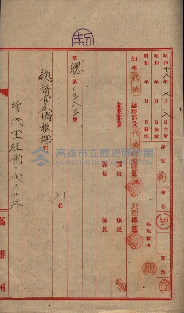 管內圖及里程圖配付（高雄州）藏品圖，第18張