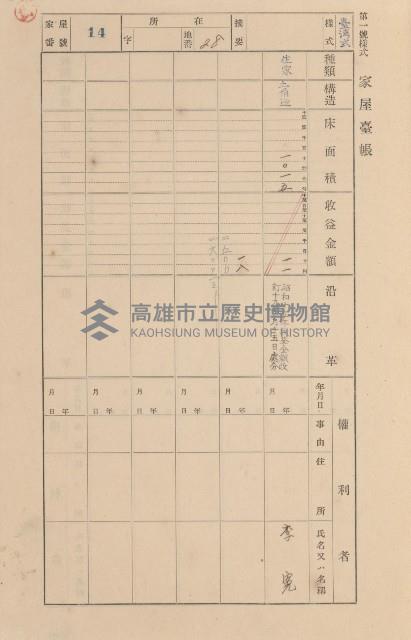 鳳山郡小港庄空地子家屋臺帳（一冊之內第一號）藏品圖，第18張