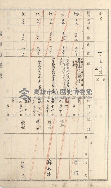 湖內庄官租地臺帳（十六冊之內第九號）藏品圖，第18張