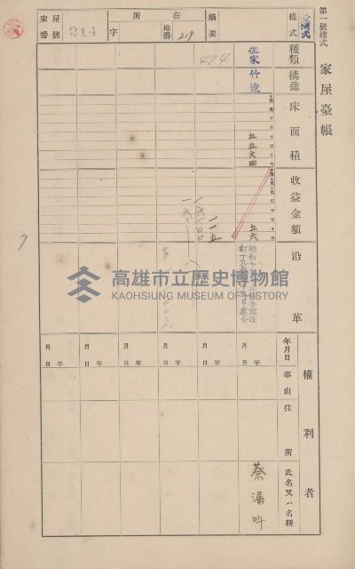 鳳山郡鳥松庄田草埔家屋臺帳
（二冊之內第二號）藏品圖，第18張