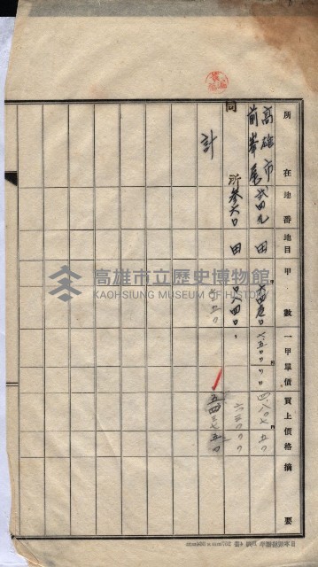 州買收地調書－登記濟証綴
（左營、埤子頭、前峰尾、內惟）藏品圖，第558張