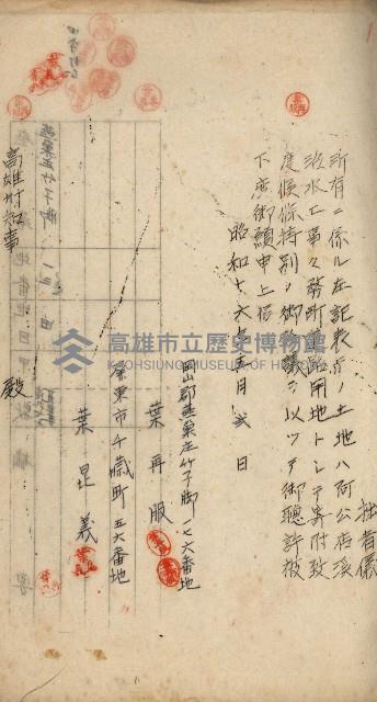 阿公店溪治水工事用地道路寄附願綴藏品圖，第58張