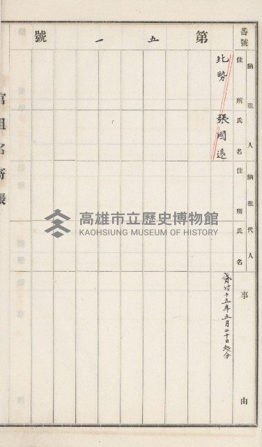 旗山街官租名寄帳（二之一）藏品圖，第59張
