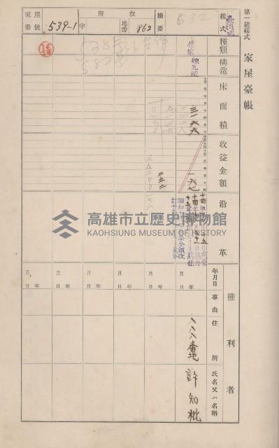 鳳山郡仁武庄翠屏村二之二家屋臺帳
（四冊之內第四號）藏品圖，第58張