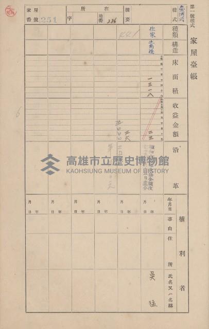 鳳山郡鳥松庄田草埔家屋臺帳
（二冊之內第二號）藏品圖，第58張