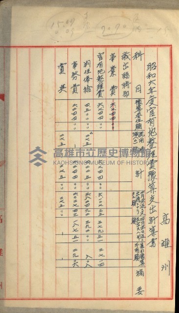 官有地整理費豫算關係書類
（地理系）藏品圖，第364張