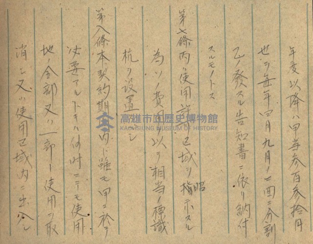 高雄州土地利用協會書類綴
（海軍用地使用許可關係）藏品圖，第251張