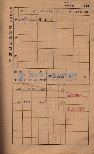 高雄州鳳山郡林園庄王公廟家屋稅名寄帳
（三冊之內第三號）藏品圖，第48張