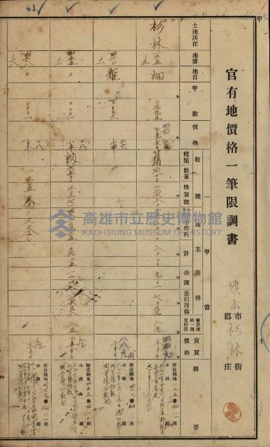 旗山郡（官有地價格一筆限調書）藏品圖，第47張