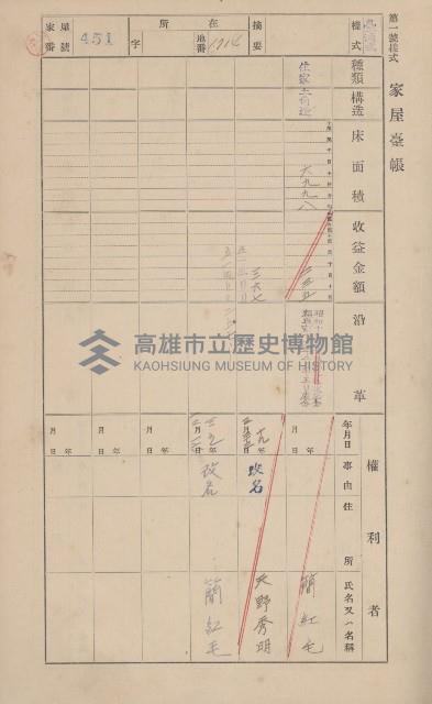 鳳山郡大寮庄山子頂家屋臺帳（三冊之內第三號）藏品圖，第48張