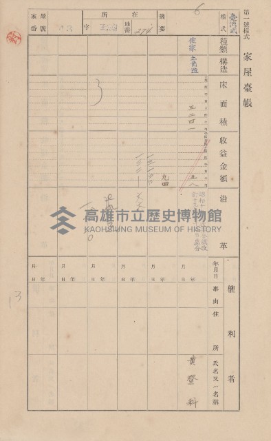 鳳山郡林園庄王公廟家屋臺帳（三冊之內第一號）藏品圖，第48張