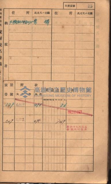 高雄州鳳山郡大樹庄小坪頂家屋稅名寄帳
（三冊之內第一號）藏品圖，第48張