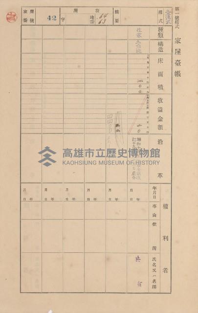 鳳山郡小港庄空地子家屋臺帳（一冊之內第一號）藏品圖，第48張