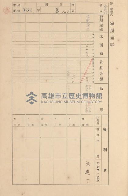 鳳山郡大寮庄拷潭家屋臺帳（一冊之內第一號）藏品圖，第98張