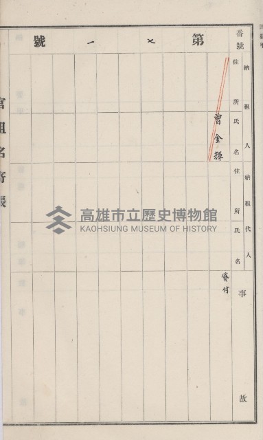 旗山街官租名寄帳（二之一）藏品圖，第99張