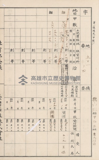 臺灣拓殖株式會社甲仙社有地臺帳（二之二）藏品圖，第98張