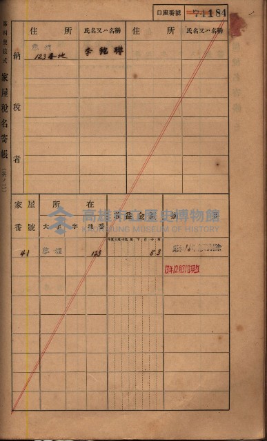 高雄州鳳山郡鳥松庄夢裡、崎子脚、十九灣家屋稅名寄帳
（一冊之內第一號）藏品圖，第98張
