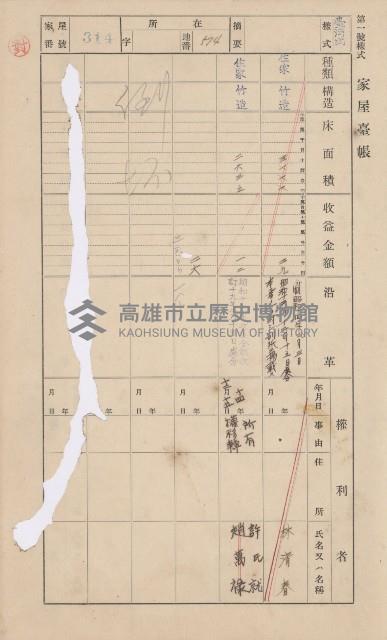 鳳山郡大樹庄溪埔家屋臺帳（二冊之內第二號）藏品圖，第98張