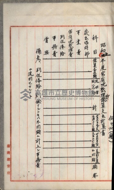 官有地整理費豫算關係書類
（地理系）藏品圖，第406張