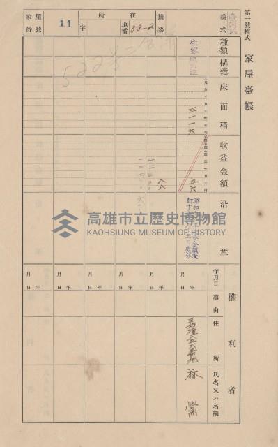 鳳山郡仁武庄翠屏村二之二家屋臺帳
（四冊之內第四號）藏品圖，第188張