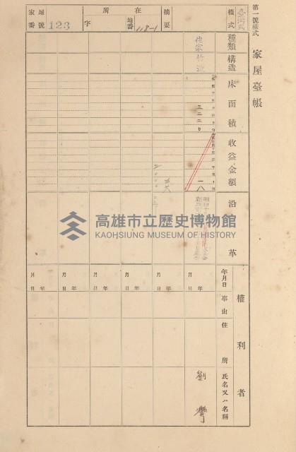 鳳山郡大寮庄拷潭家屋臺帳（一冊之內第一號）藏品圖，第88張