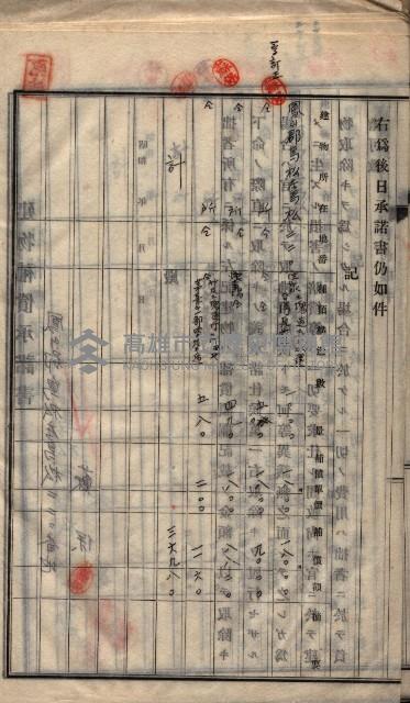 高雄工業用水道用地建物移轉承諾書
（買收關係－卅八之十五）藏品圖，第88張