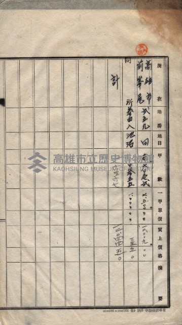 州買收地調書－登記濟証綴
（左營、埤子頭、前峰尾、內惟）藏品圖，第538張