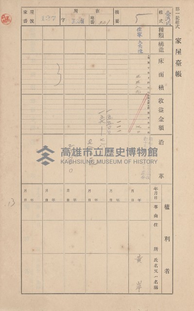 鳳山郡林園庄王公廟家屋臺帳（三冊之內第一號）藏品圖，第138張