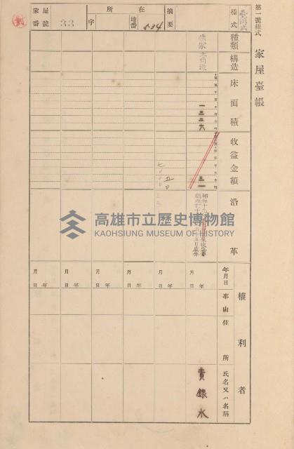 鳳山郡大寮庄拷潭家屋臺帳（一冊之內第一號）藏品圖，第38張
