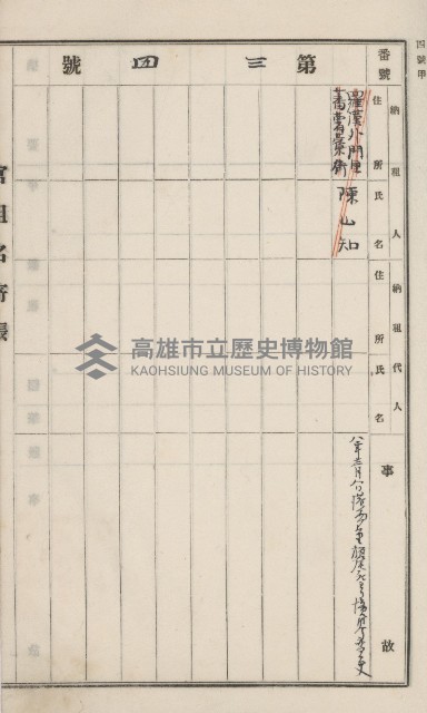 旗山街官租名寄帳（二之一）藏品圖，第39張