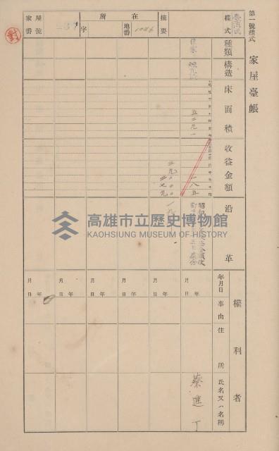 鳳山郡大寮庄翁公園家屋臺帳（三冊之內第三號）藏品圖，第38張