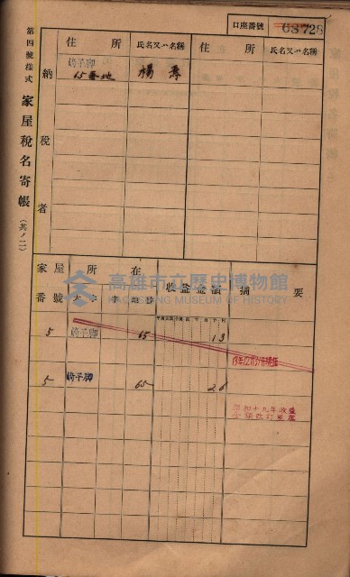 高雄州鳳山郡鳥松庄夢裡、崎子脚、十九灣家屋稅名寄帳
（一冊之內第一號）藏品圖，第178張