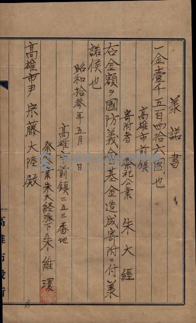 祭祀公業朱大經－買收登記關係書類
（買收關係－卅八之十九）藏品圖，第178張